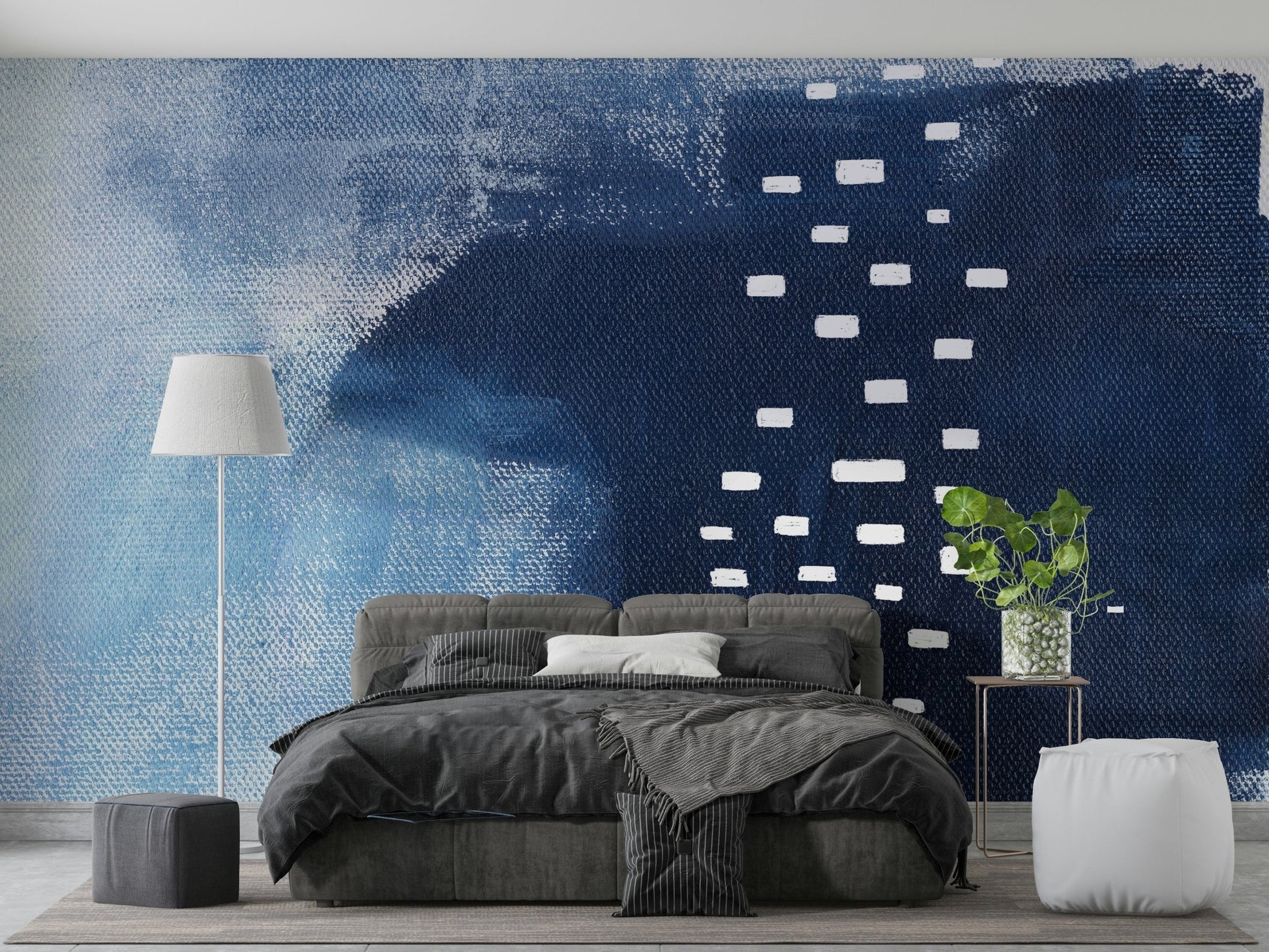 A calming modern pattern wallpaper mural that defines a space.

