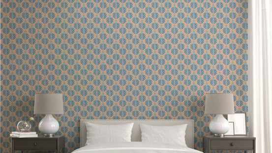 Blue Chunky Plant Jewel Jungle Wallpaper full view GD488

