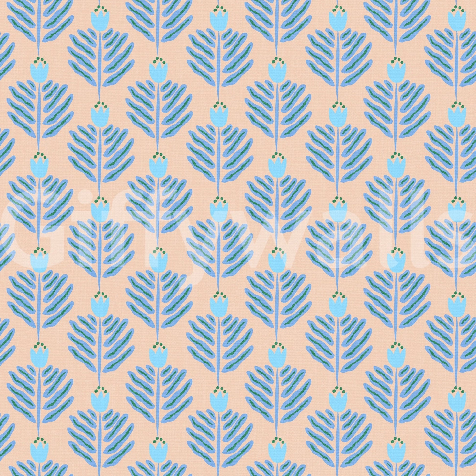 Elegant jungle wallpaper with chunky plant motifs

