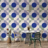 Abstract blue-centered wall design

