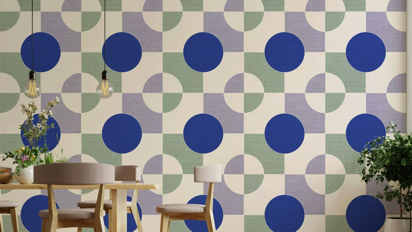 Bold circle and pastel block print

