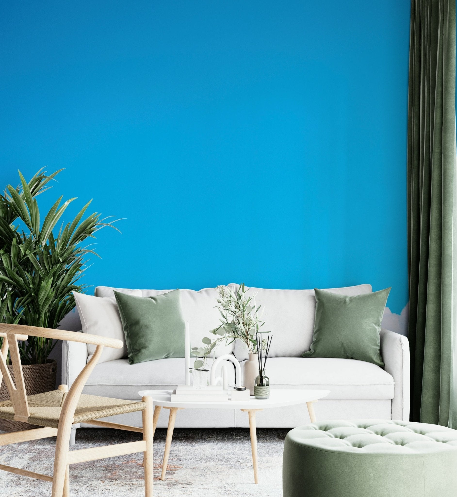 Vast blue opens above a white cloud line in this Blue Clouds I wall mural GD4846
