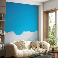 Open blue takes the upper frame over white clouds, a sky wall mural GD4846
