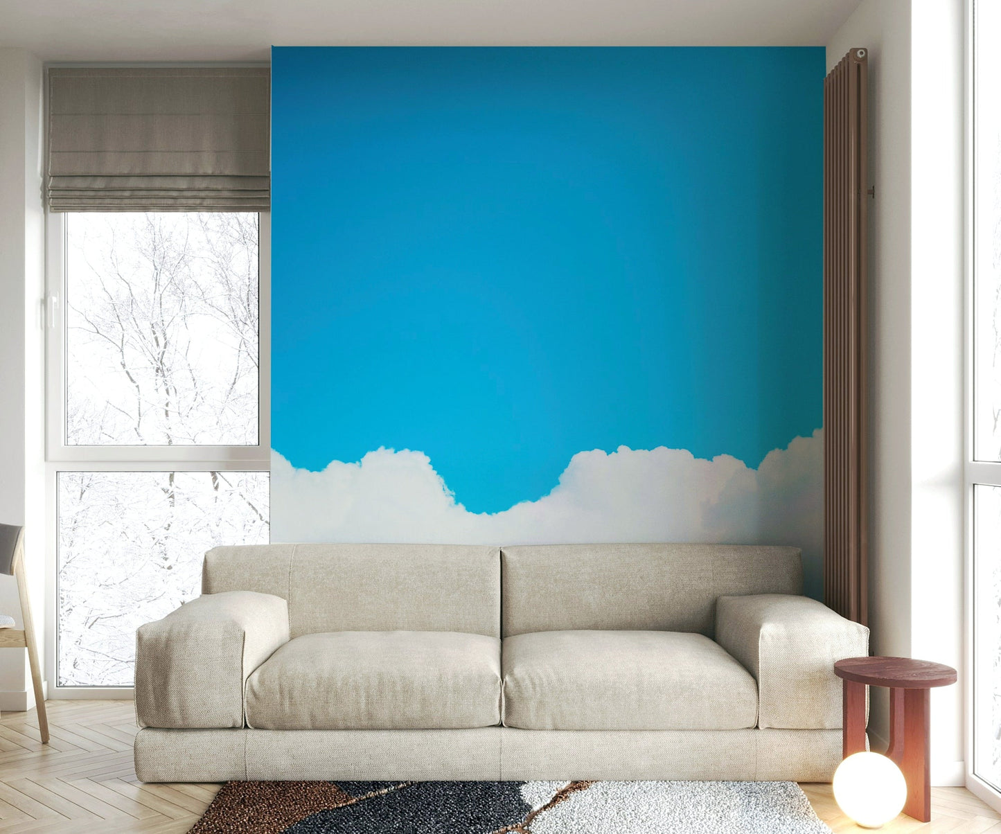 Wide blue reaches down to a white cloud edge in this Blue Clouds I wall mural GD4846
