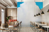 Whipped white curves catch the sun below blue, a cloud wall mural GD4845
