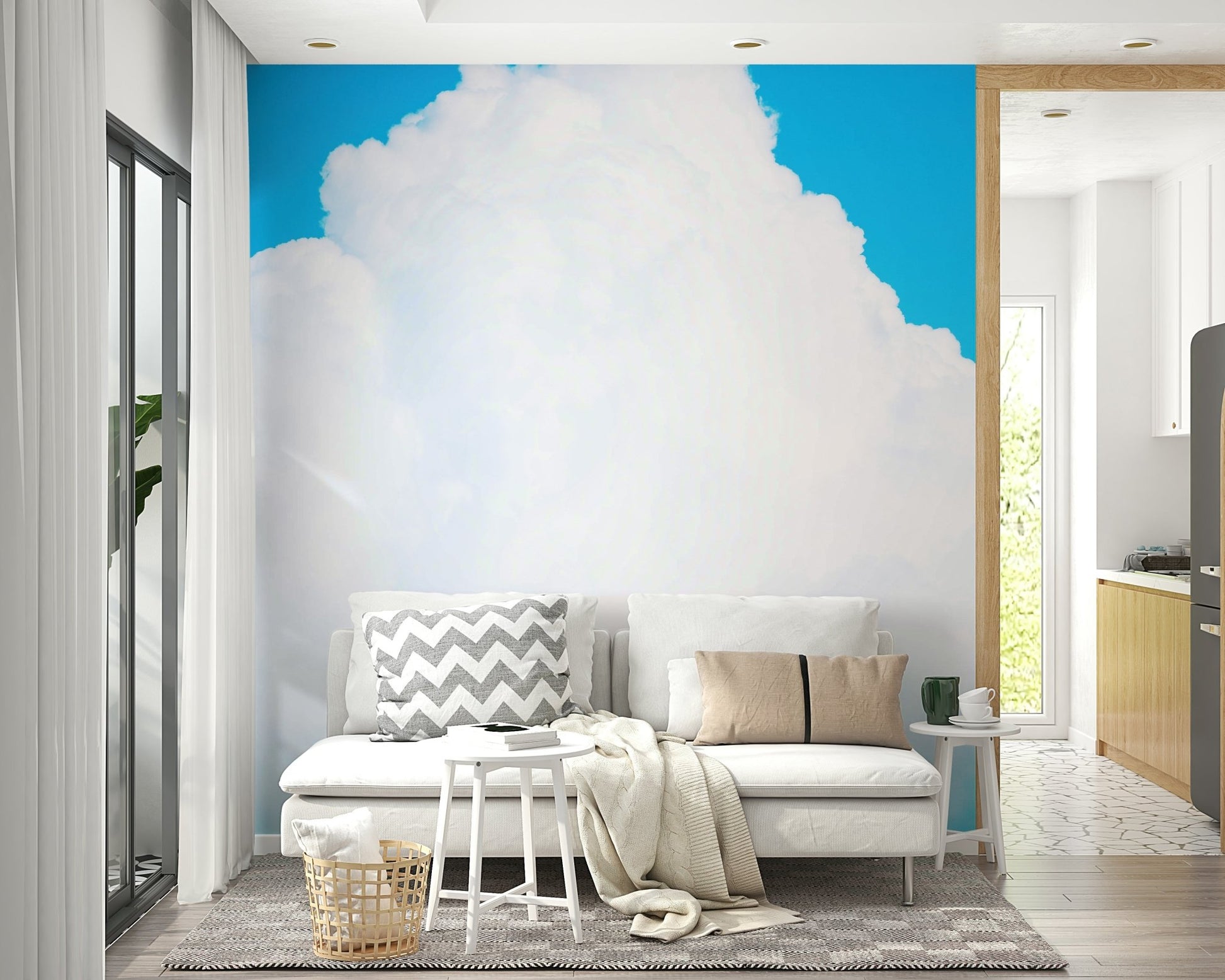 Azure sky cups a huge white cloud in this Blue Clouds III wall mural GD4845

