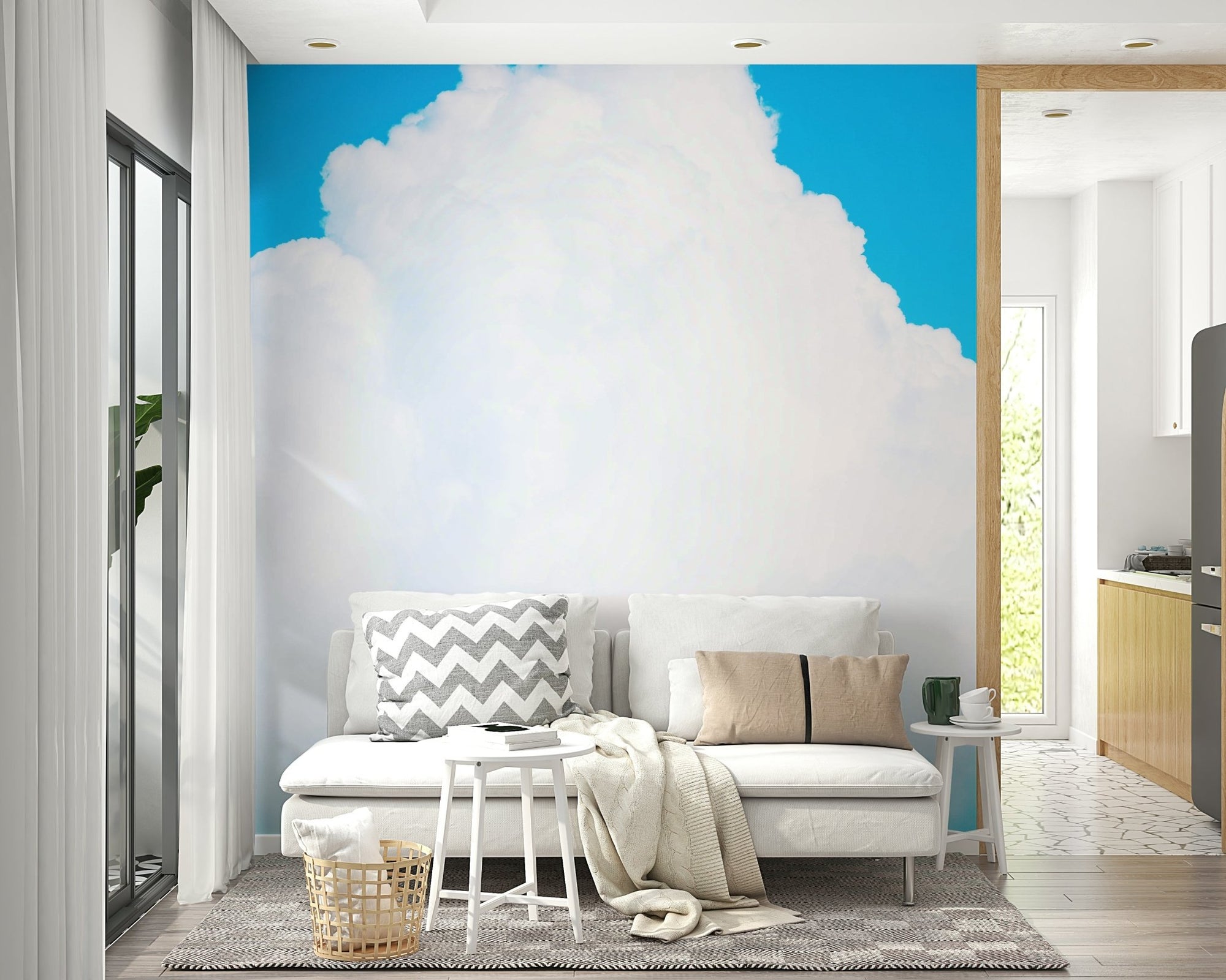 Azure sky cups a huge white cloud in this Blue Clouds III wall mural GD4845

