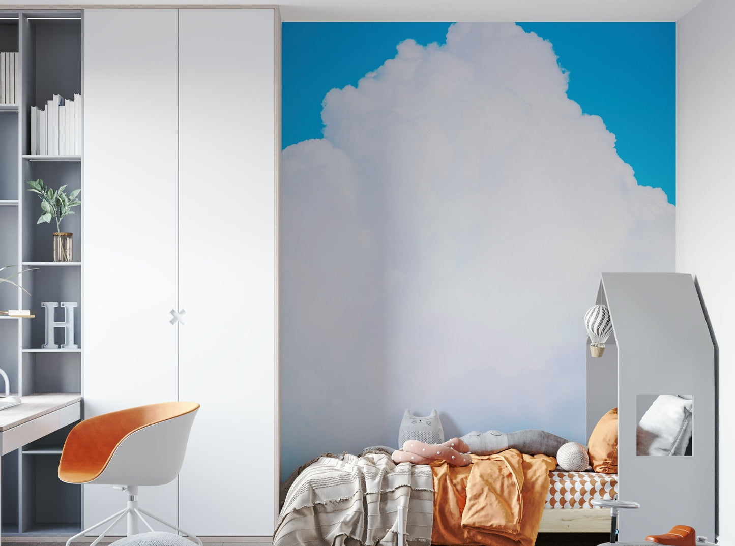Cauliflower cloud heads pile up against blue, a daytime wall mural GD4845
