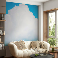 Bunched white clouds sit under open blue, a summer wall mural GD4845

