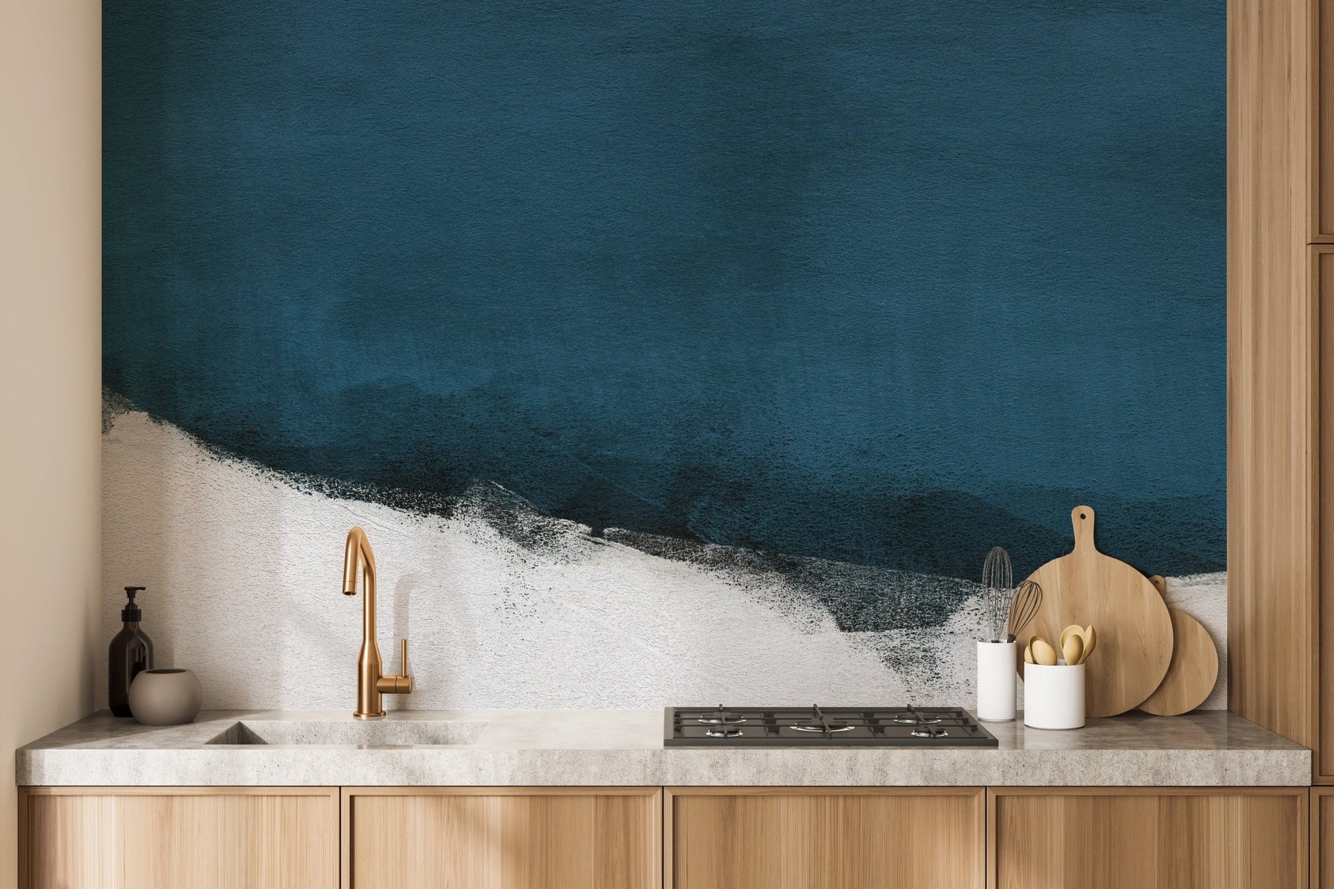 Textured navy blue mural for elegant wall designs A733