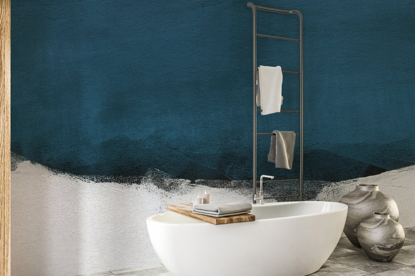 Blue Brushstrokes Wallpaper for minimalist wall decor A733