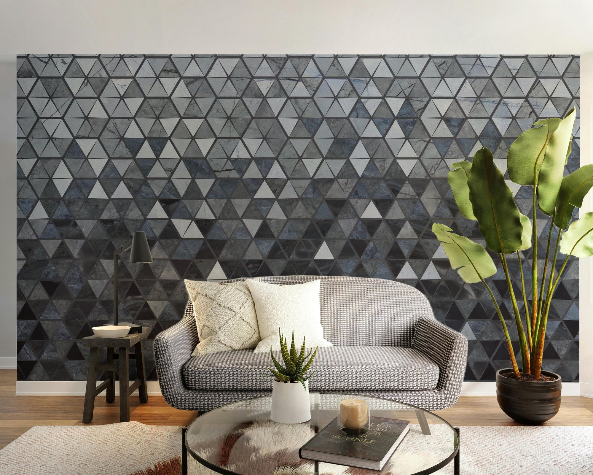 Blue Cut Triangle Tiles Wallpaper Murals A559