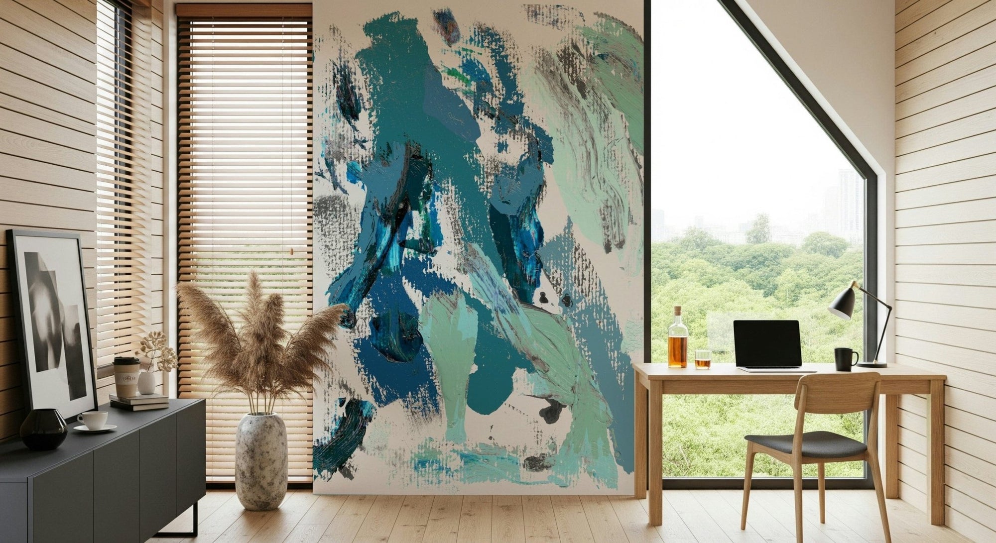 Blue dreams Wall Mural with rich layered oil paint strokes GD5370