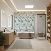 Regal Blue Floral Chinoiserie Charm wallpaper, ornate design patterns.