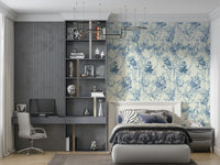 Elegant Blue Floral Chinoiserie Charm scenic wallpaper, charming flower arrangements.