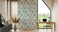 Historic Blue Floral Chinoiserie Charm wall decor, intricate floral details.