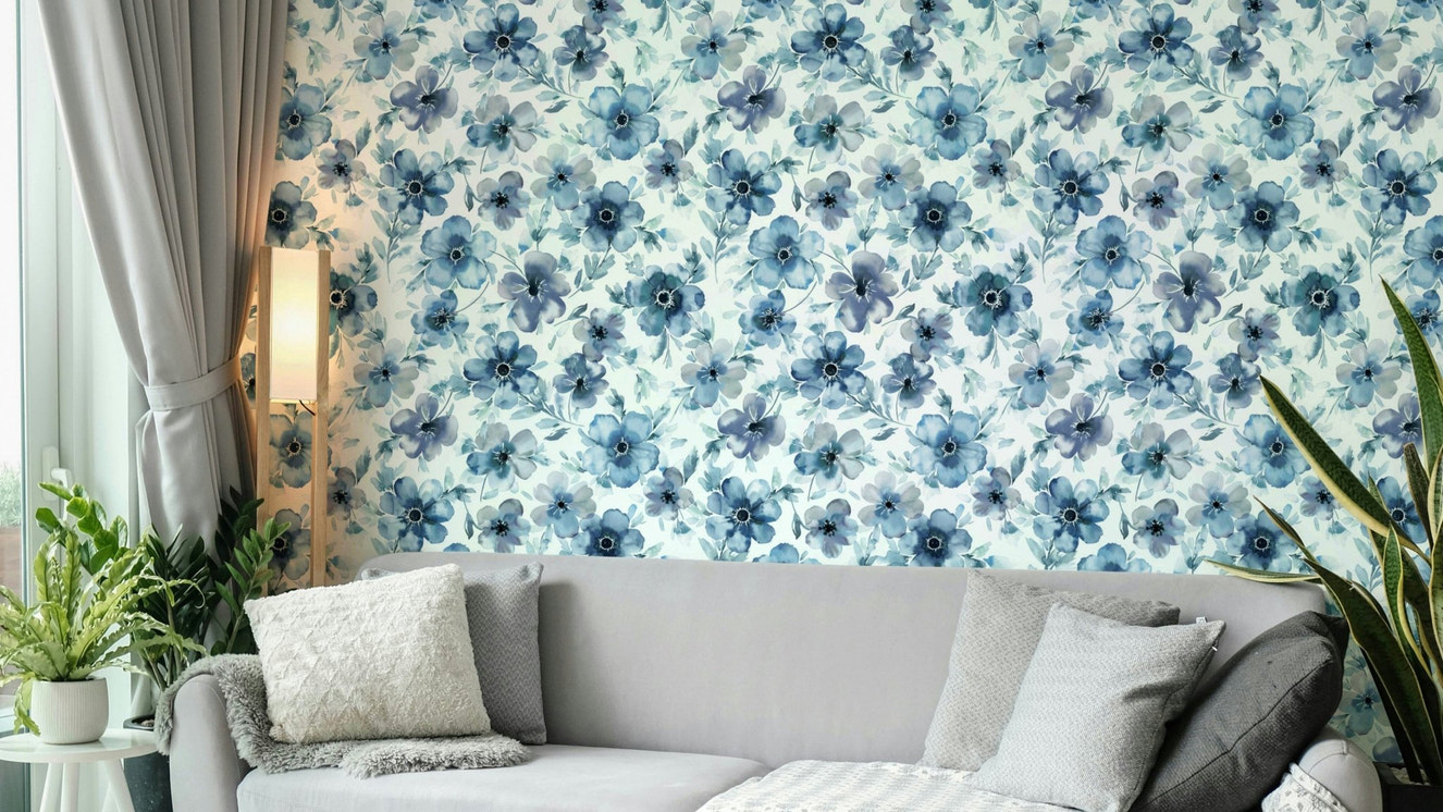 Anemone floral wallpaper pattern

