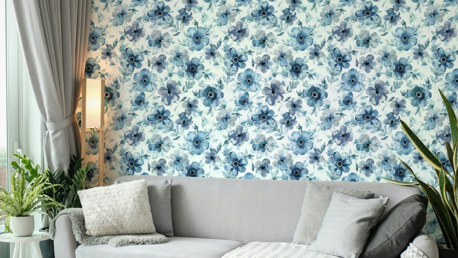 Anemone floral wallpaper pattern

