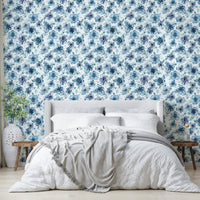 Blue bloom mural wallpaper

