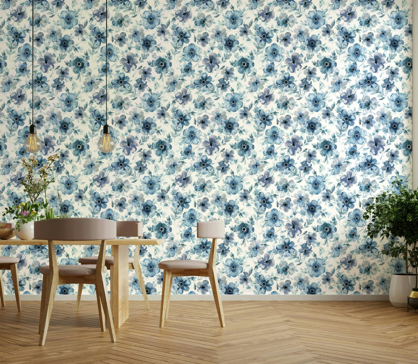 Blue petals wall mural

