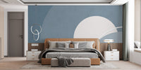 Blue & Gray Concentric Abstract Wallpaper Mural - Giffywalls
