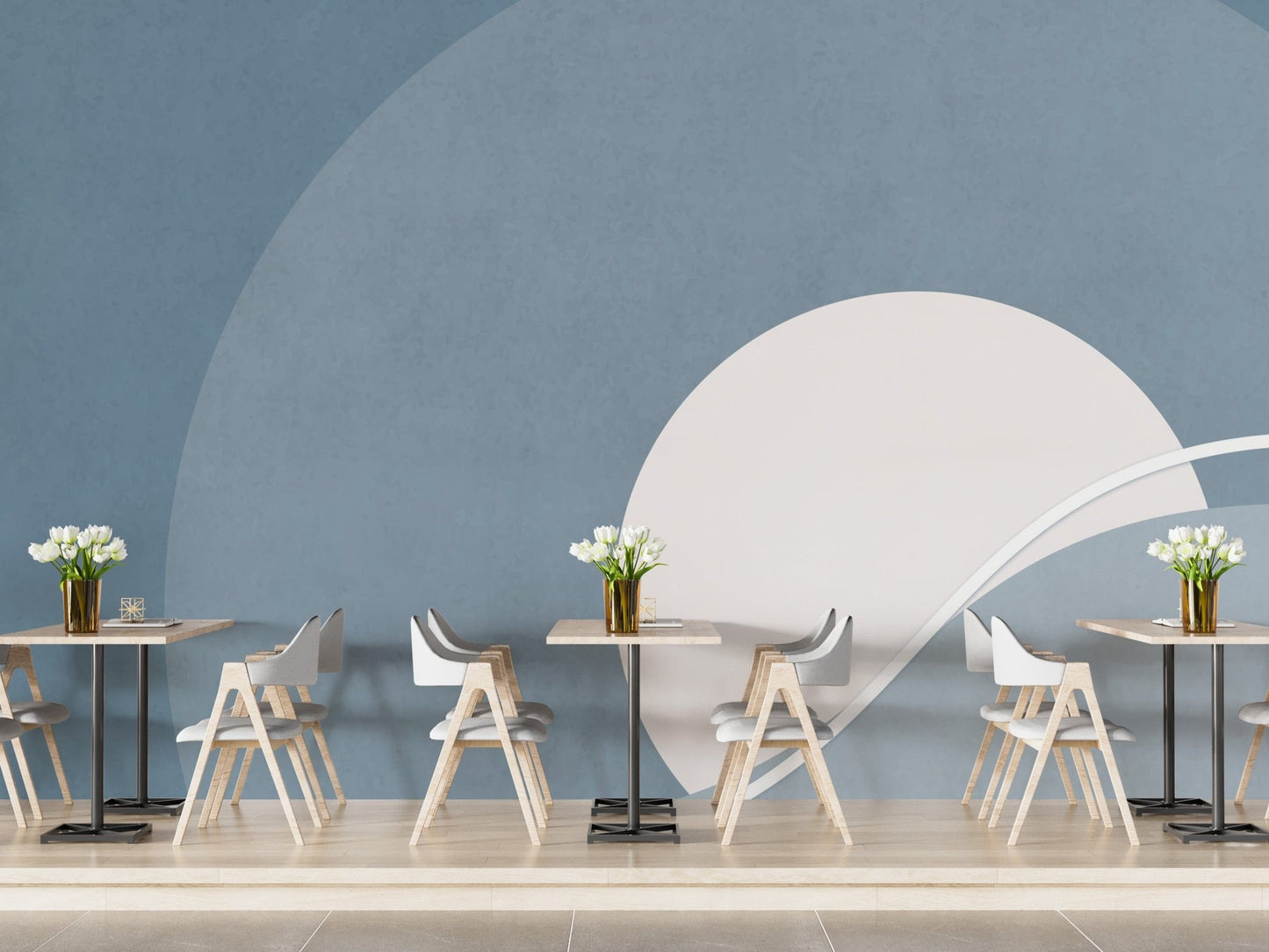 Blue & Gray Concentric Abstract Wallpaper Mural - Giffywalls