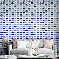 The half moons are arranged in a rhythmic, geometric pattern.

