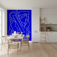 A contemplative gentle blue wallpaper mural for a feature wall.