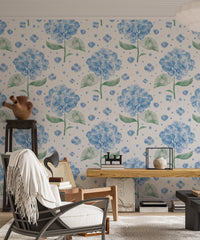 Whimsical blue hydrangea wallpaper for a dreamy, floral touch. RNM48
