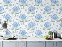 Vibrant blue hydrangea wallpaper for a fresh and lively ambiance. RNM48
