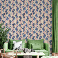 Blue Jumping Tiger Jewel Jungle Wallpaper full view


