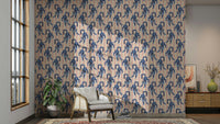 Bedroom with blue tiger wallpaper mural

