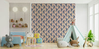 Unique blue wallpaper with tiger motifs

