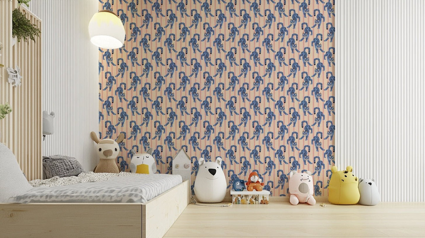 Vibrant blue tones with detailed tiger pattern

