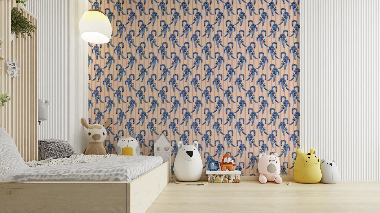 Vibrant blue tones with detailed tiger pattern

