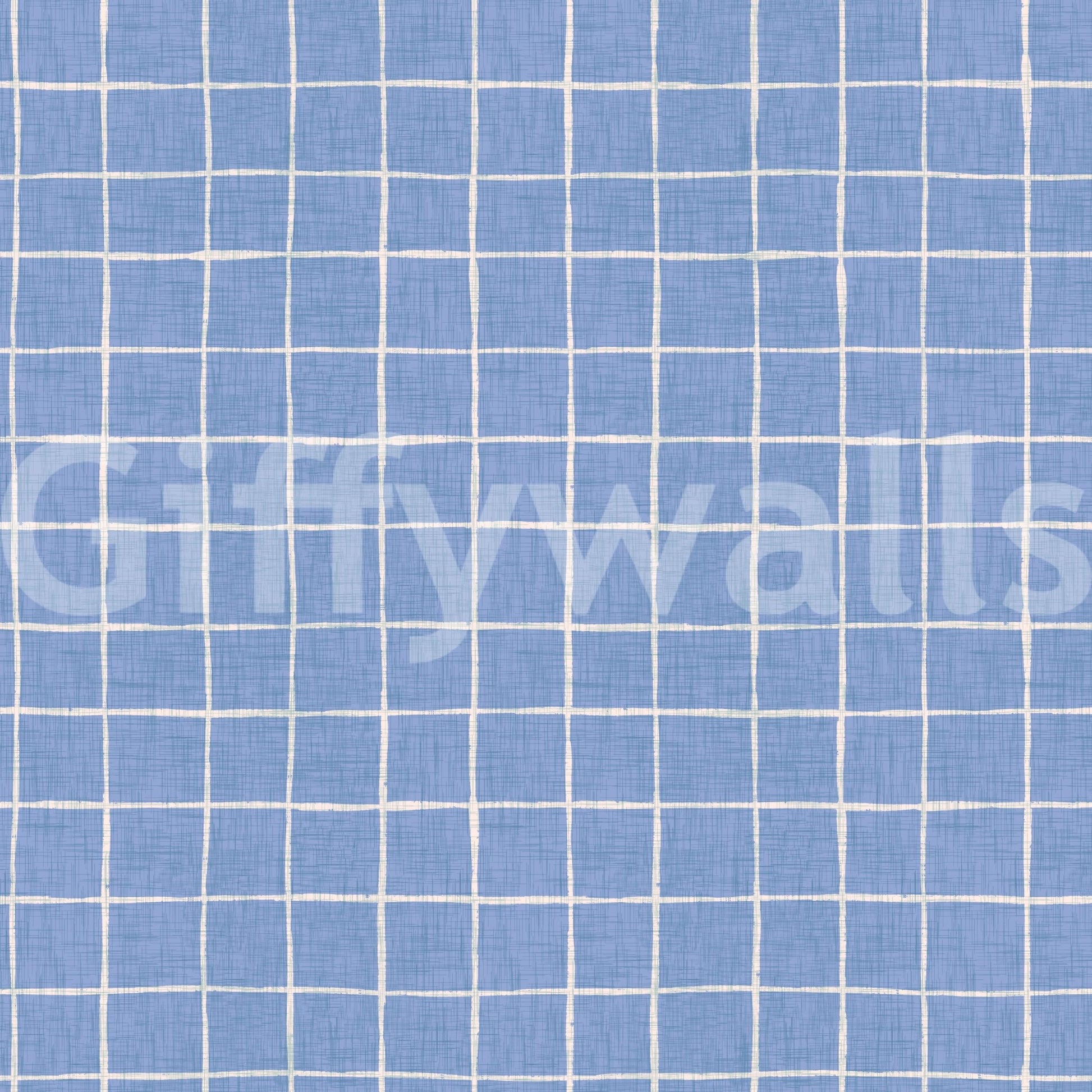 Artistic blue linen check pattern for accent walls.