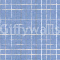 Artistic blue linen check pattern for accent walls.