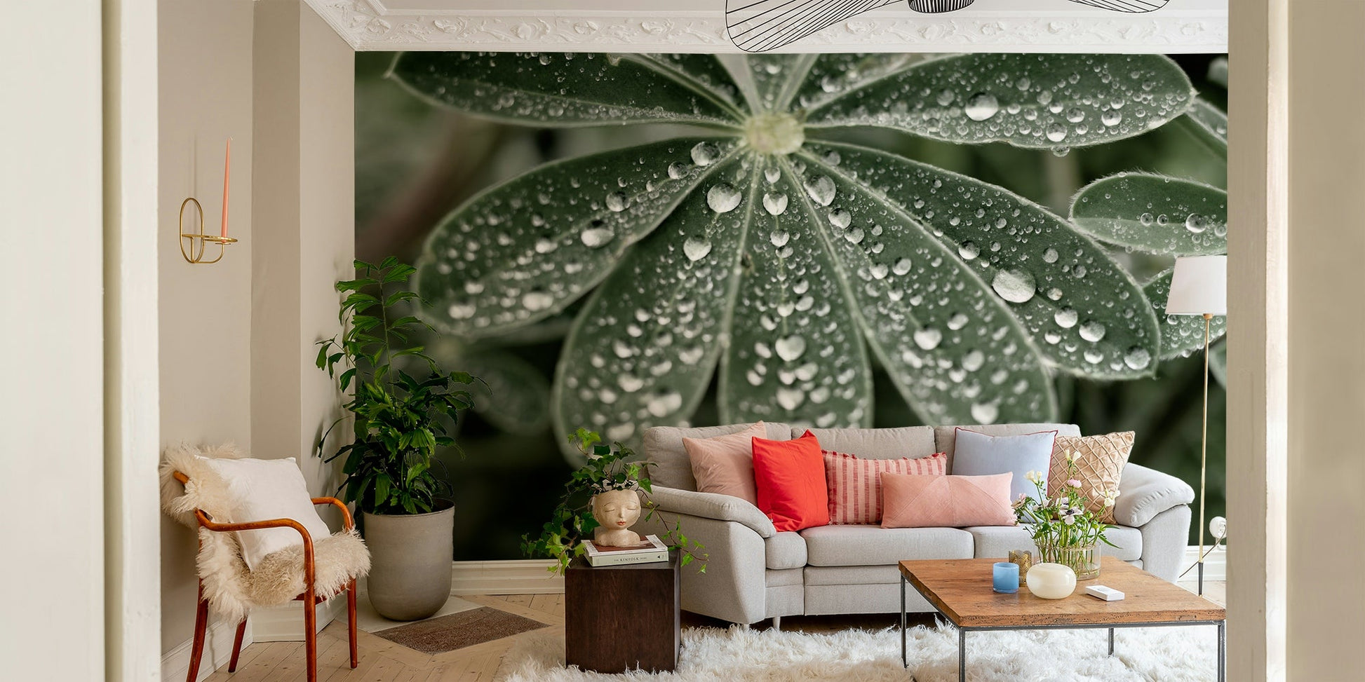 An artistic nature inspired mural for home decor.

