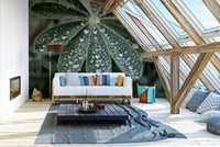 A calming flower design wallpaper mural that defines a space.

