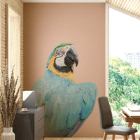 Decorative mural with majestic blue macaw artwork


