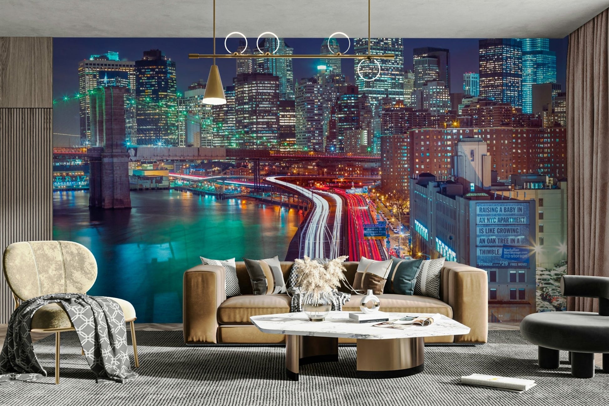 Urban landscape on a wall.

