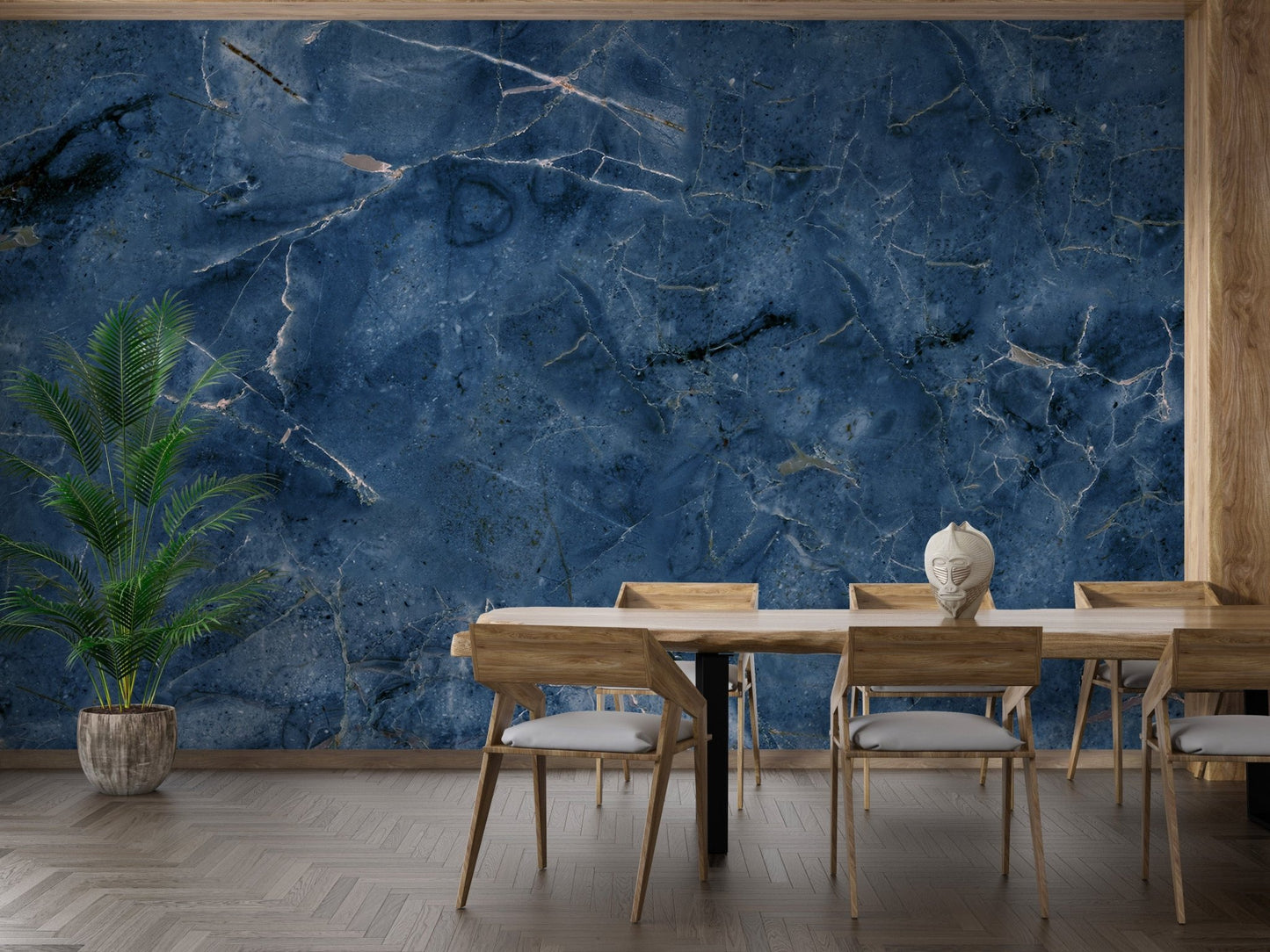 Modern Dark Blue Wallpaper with Subtle Gold