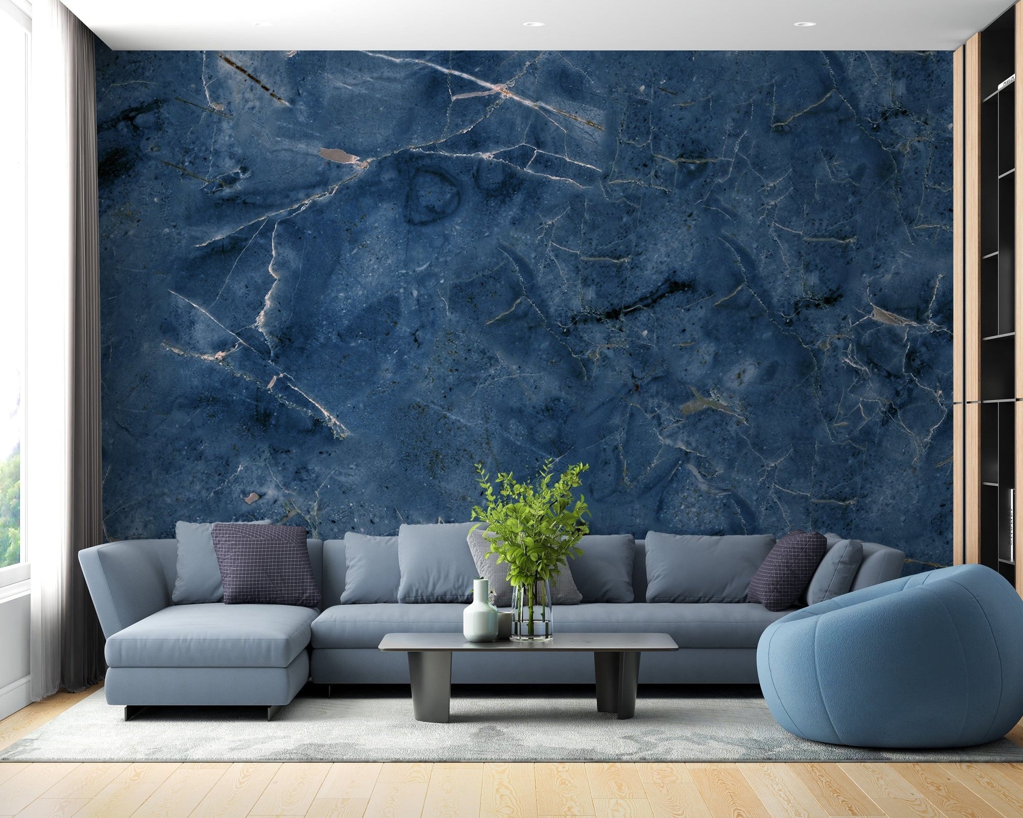 Dark Blue Grunge Peel & Stick Wallpaper A597