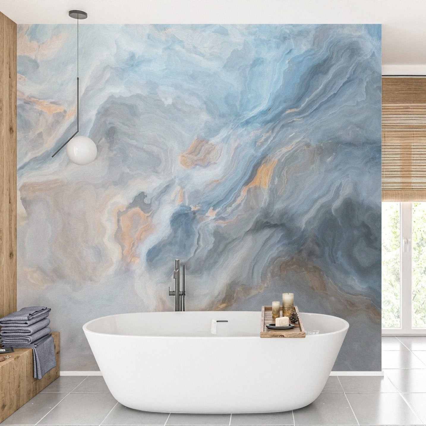 Elegant blue and gray marble effect wallpaper Marble-09

