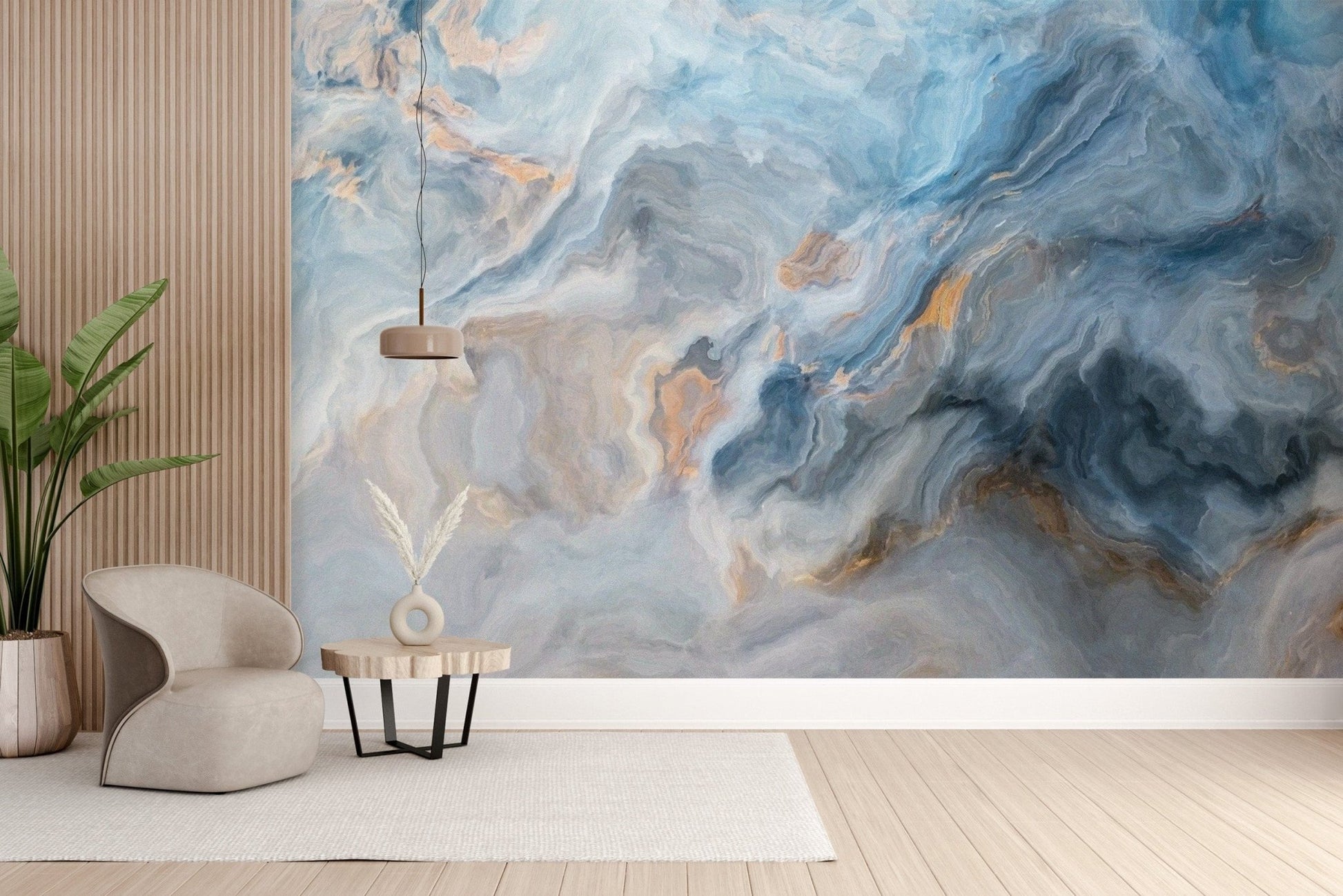 Abstract blue marble wallpaper design for walls Marble-09
