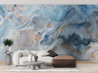 Luxurious marble mural in soft blue tones Marble-09
