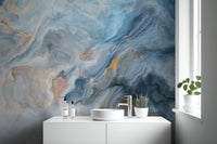 Calming blue marble design wallpaper mural for washroom
