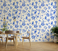 Blue marker wall mural.
