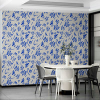 Wall mural with a bold, drawn design.
