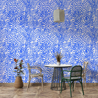Blue abstract shapes wall mural.
